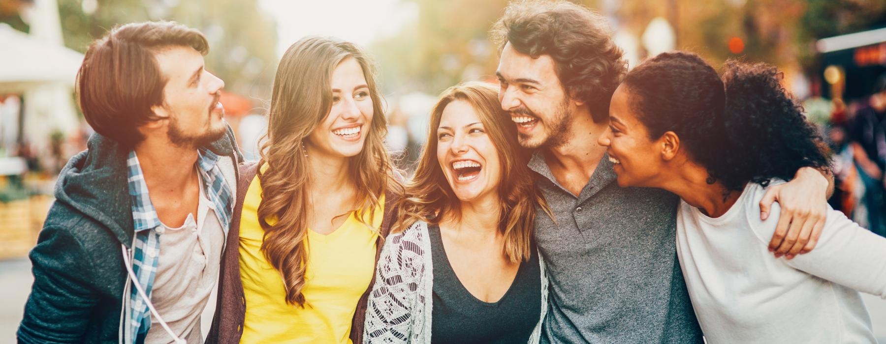 a group of people laughing